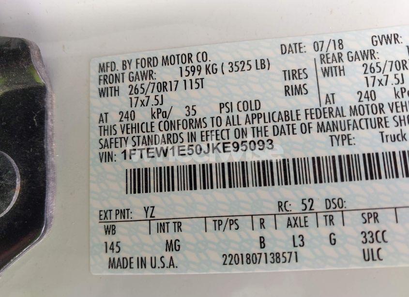 Photo 9 of 2018 Ford F-150 XLT (VIN 1FTEW1E50JKE95093)