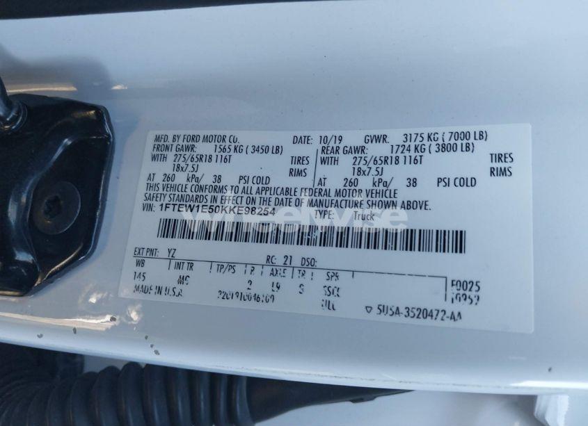 Photo 9 of 2019 Ford F-150 XLT (VIN 1FTEW1E50KKE98254)