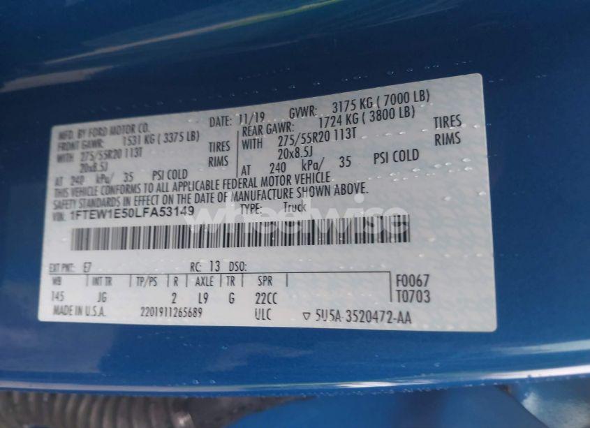 Photo 9 of 2020 Ford F-150 XL (VIN 1FTEW1E50LFA53149)