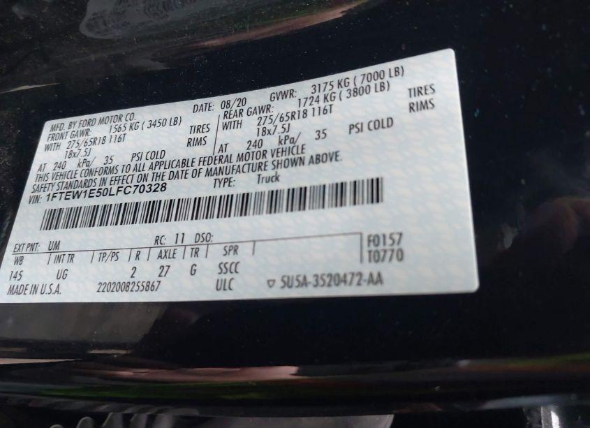 Photo 9 of 2020 Ford F-150 XLT (VIN 1FTEW1E50LFC70328)