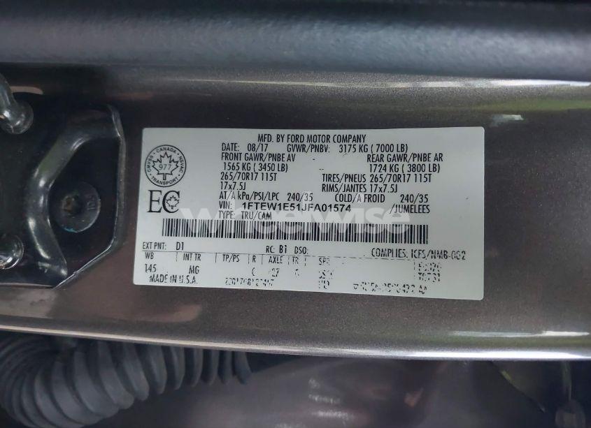 Photo 9 of 2018 Ford F-150 XLT (VIN 1FTEW1E51JFA01574)