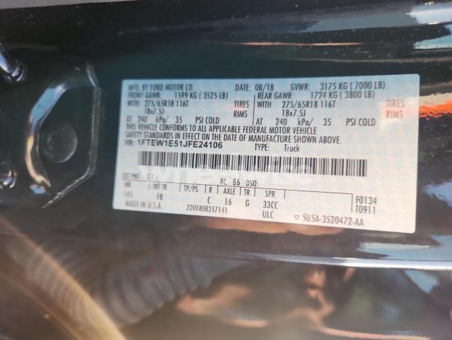 Photo 11 of 2018 FORD F150 SUPERCREW (VIN 1FTEW1E51JFE24106)