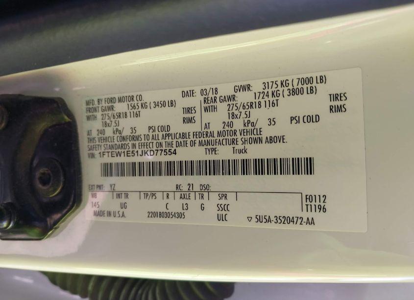 Photo 9 of 2018 Ford F-150 XLT (VIN 1FTEW1E51JKD77554)