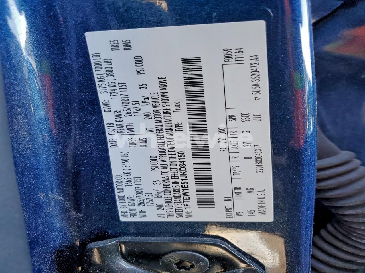 Photo 13 of 2018 FORD F150 SUPERCREW (VIN 1FTEW1E51JKD84150)