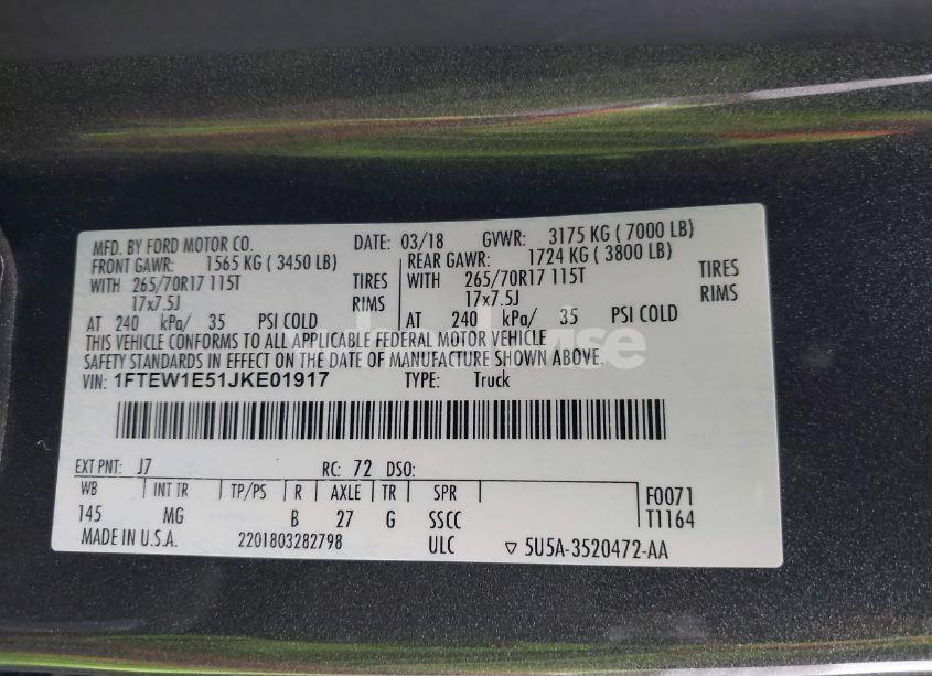 Photo 9 of 2018 Ford F-150 XLT (VIN 1FTEW1E51JKE01917)