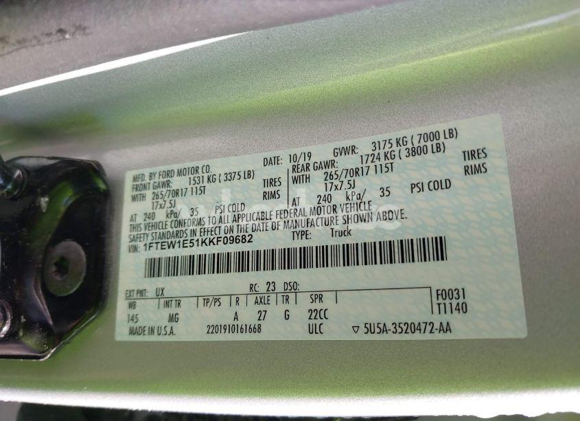 Photo 9 of 2019 Ford F-150 XLT (VIN 1FTEW1E51KKF09682)