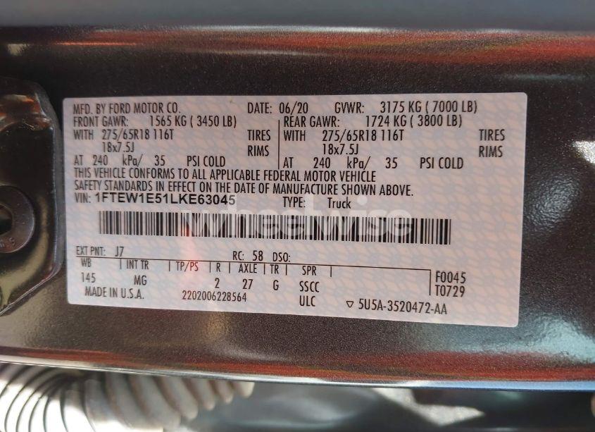 Photo 9 of 2020 Ford F-150 XLT (VIN 1FTEW1E51LKE63045)