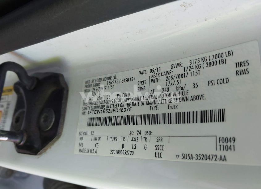Photo 9 of 2018 Ford F-150 XL (VIN 1FTEW1E52JFD18375)