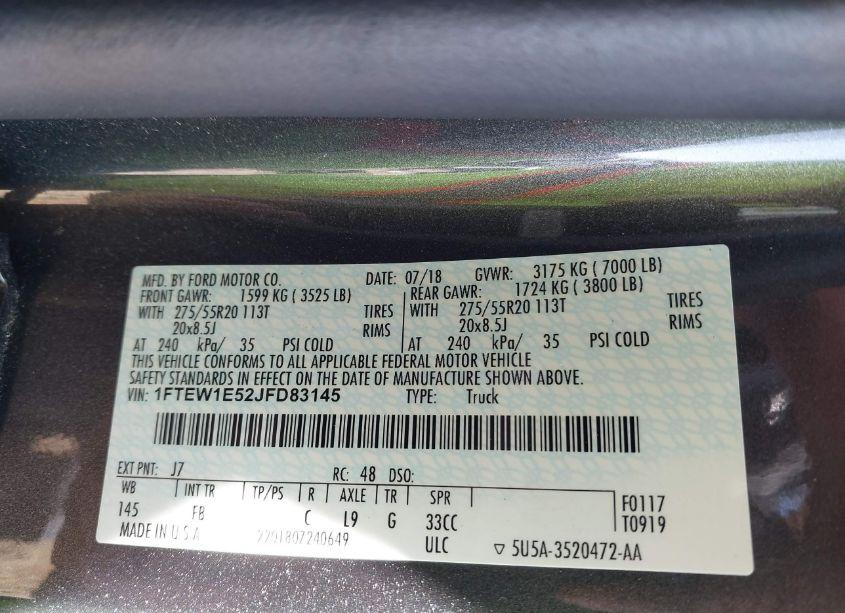 Photo 9 of 2018 Ford F-150 XLT (VIN 1FTEW1E52JFD83145)