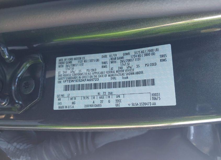 Photo 9 of 2019 Ford F-150 XLT (VIN 1FTEW1E52KFA65723)