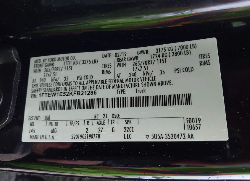 Photo 9 of 2019 Ford F-150 XLT (VIN 1FTEW1E52KFB21286)