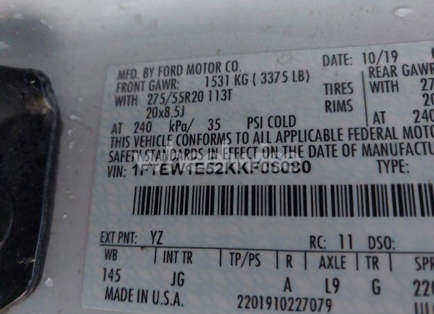 Photo 9 of 2019 Ford F-150 XL (VIN 1FTEW1E52KKF06080)