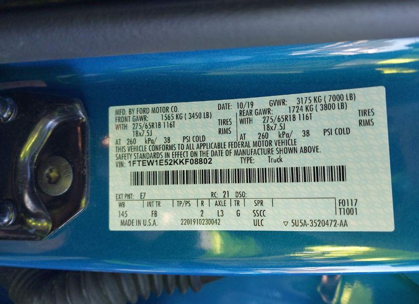 Photo 9 of 2019 Ford F-150 XLT (VIN 1FTEW1E52KKF08802)