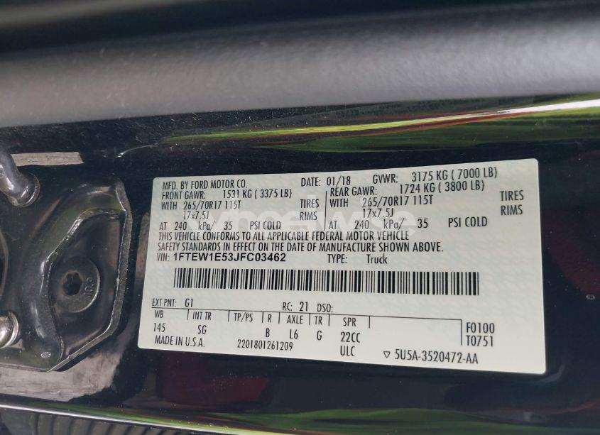 Photo 9 of 2018 Ford F-150 XL (VIN 1FTEW1E53JFC03462)