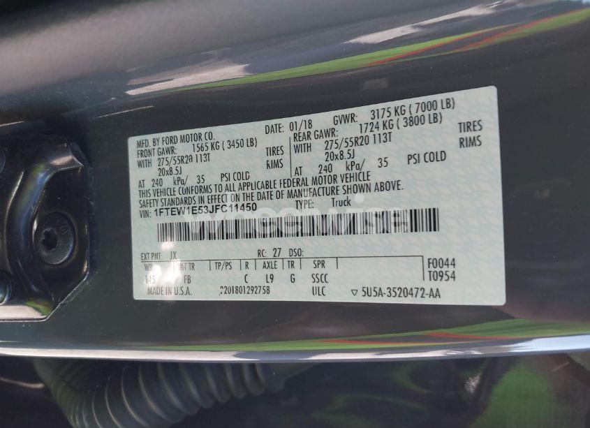 Photo 9 of 2018 Ford F-150 XLT (VIN 1FTEW1E53JFC11450)