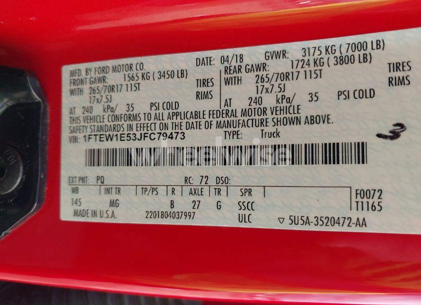 Photo 9 of 2018 Ford F-150 XLT (VIN 1FTEW1E53JFC79473)