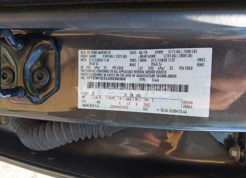 Photo 9 of 2018 Ford F-150 LARIAT (VIN 1FTEW1E53JKE66560)