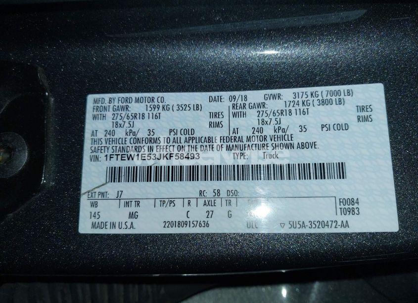 Photo 9 of 2018 Ford F-150 XLT (VIN 1FTEW1E53JKF58493)