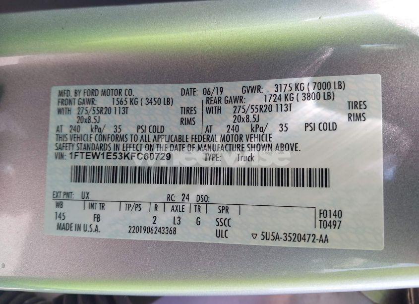 Photo 9 of 2019 Ford F-150 XLT (VIN 1FTEW1E53KFC60729)