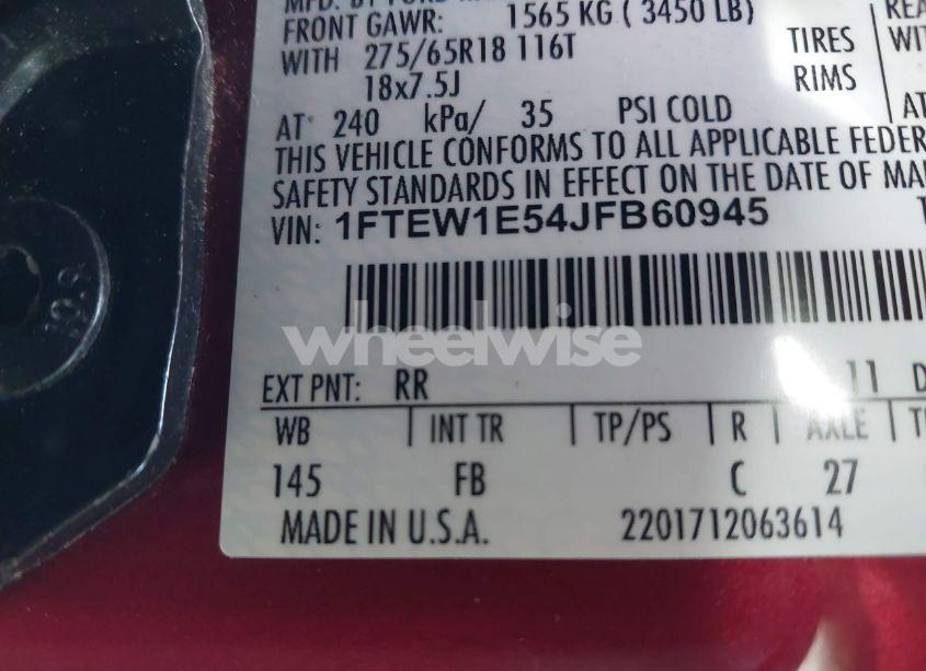 Photo 9 of 2018 Ford F-150 XLT (VIN 1FTEW1E54JFB60945)