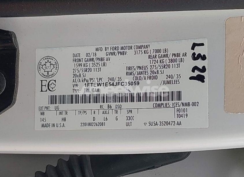 Photo 9 of 2018 Ford F-150 LARIAT (VIN 1FTEW1E54JFC35059)