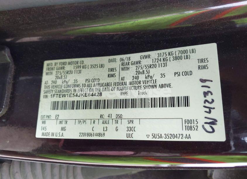 Photo 9 of 2018 Ford F-150 XLT (VIN 1FTEW1E54JKE64428)