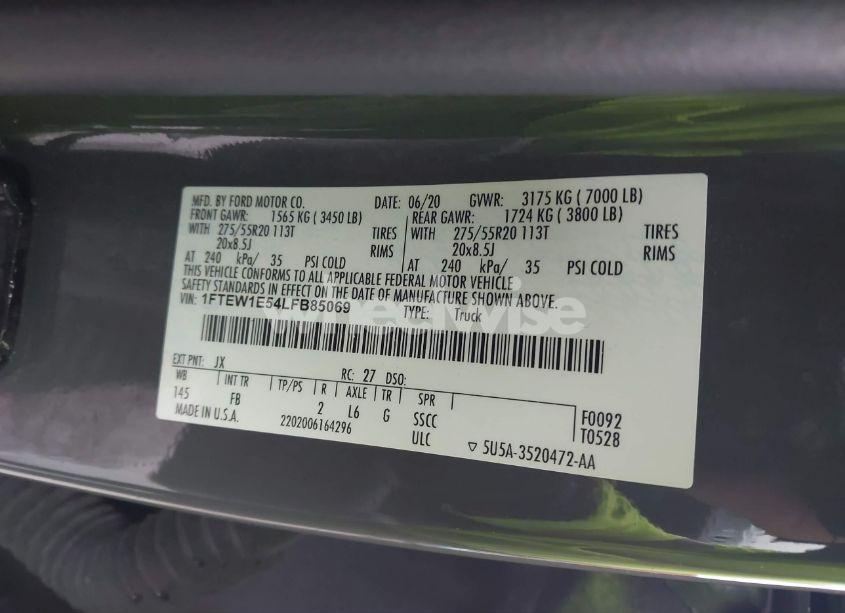 Photo 9 of 2020 Ford F-150 XLT (VIN 1FTEW1E54LFB85069)