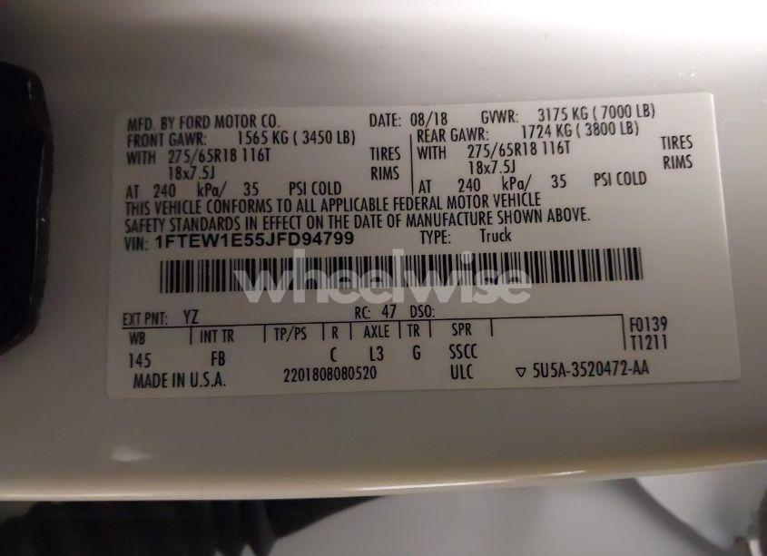 Photo 9 of 2018 Ford F-150 XLT (VIN 1FTEW1E55JFD94799)