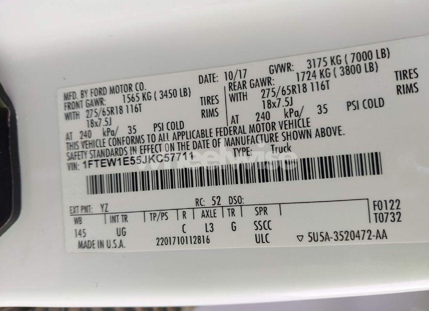 Photo 9 of 2018 Ford F-150 XLT (VIN 1FTEW1E55JKC57711)