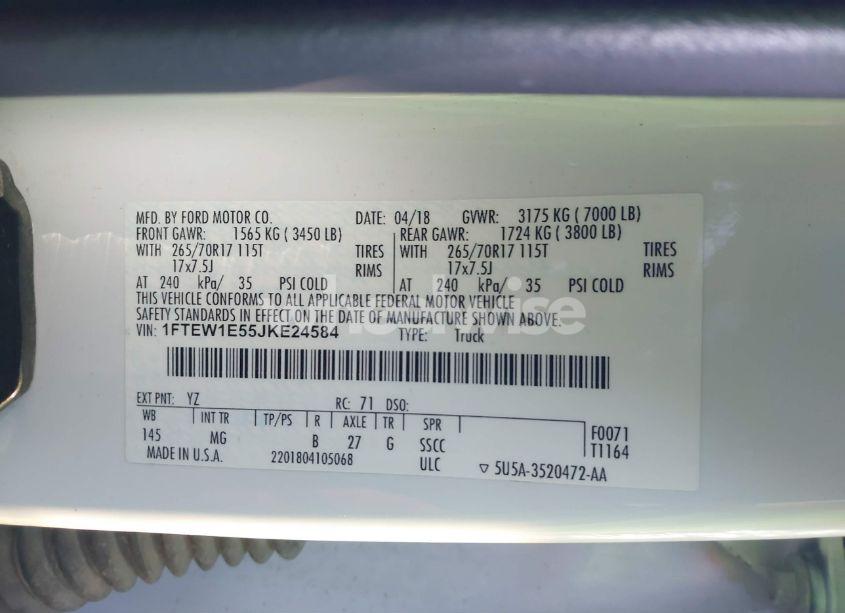 Photo 9 of 2018 Ford F-150 XLT (VIN 1FTEW1E55JKE24584)