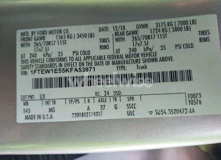 Photo 9 of 2019 Ford F-150 XLT (VIN 1FTEW1E55KFA53971)