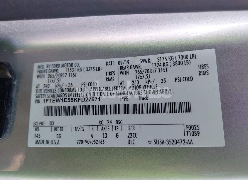 Photo 9 of 2019 Ford F-150 XL (VIN 1FTEW1E55KFD27671)