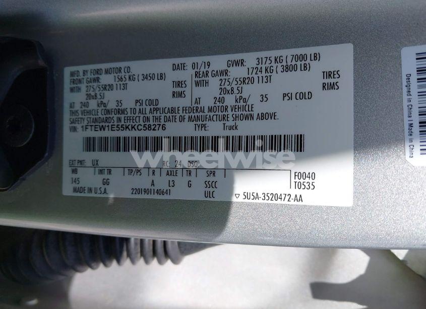 Photo 9 of 2019 Ford F-150 XL (VIN 1FTEW1E55KKC58276)