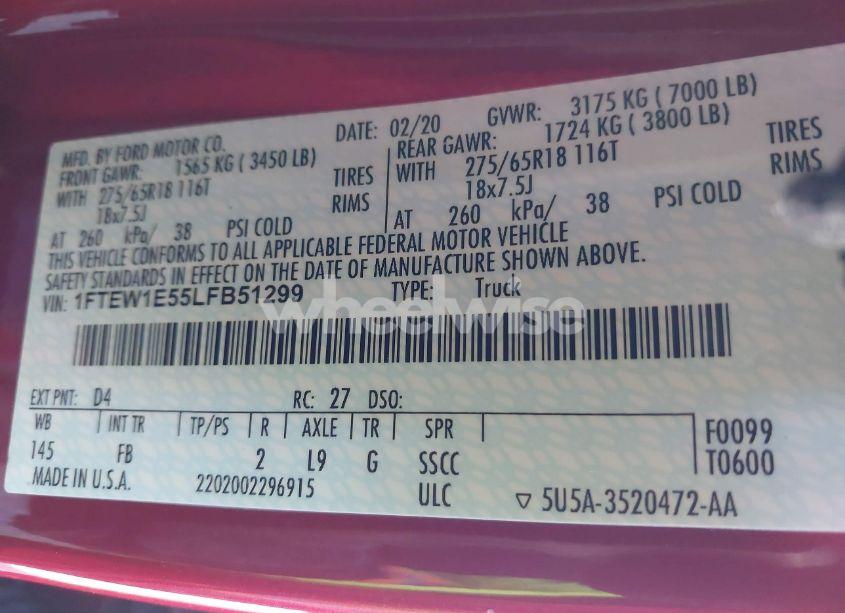 Photo 9 of 2020 Ford F-150 XLT (VIN 1FTEW1E55LFB51299)