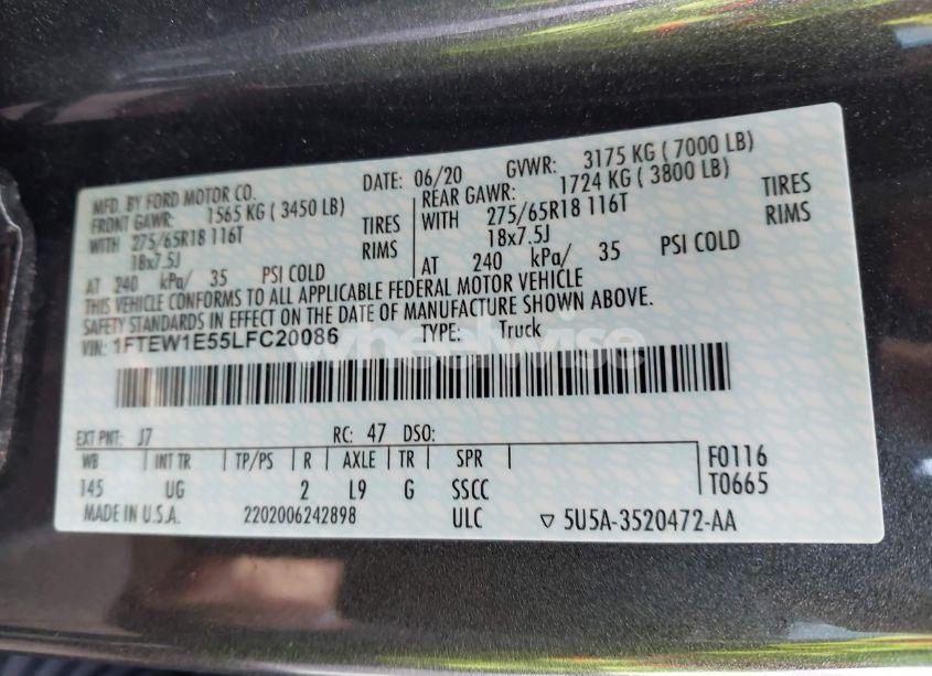 Photo 9 of 2020 Ford F-150 XLT (VIN 1FTEW1E55LFC20086)