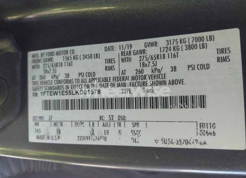 Photo 9 of 2020 Ford F-150 XLT (VIN 1FTEW1E55LKD01578)