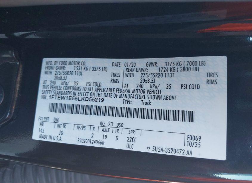 Photo 9 of 2020 Ford F-150 XL (VIN 1FTEW1E55LKD55219)