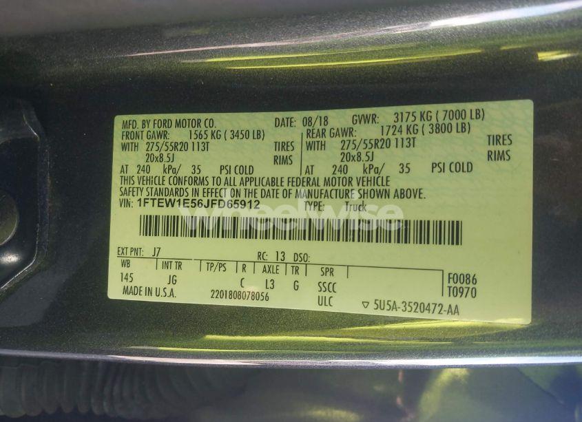 Photo 9 of 2018 Ford F-150 XL (VIN 1FTEW1E56JFD65912)