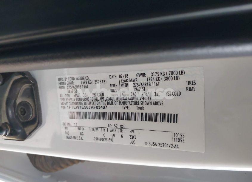 Photo 9 of 2018 Ford F-150 XLT (VIN 1FTEW1E56JKF03407)