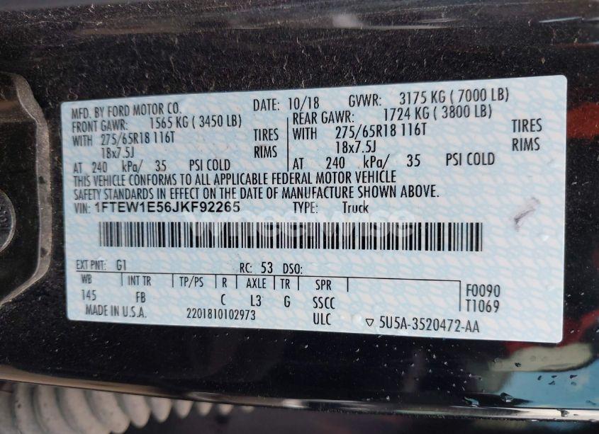 Photo 9 of 2018 Ford F-150 XLT (VIN 1FTEW1E56JKF92265)