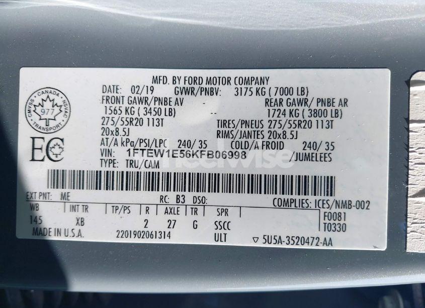 Photo 9 of 2019 Ford F-150 XLT (VIN 1FTEW1E56KFB06998)