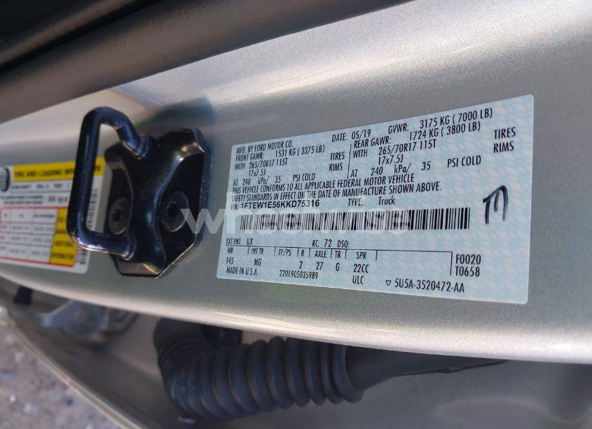 Photo 9 of 2019 Ford F-150 XLT (VIN 1FTEW1E56KKD75316)