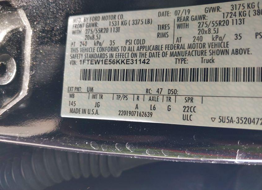 Photo 9 of 2019 Ford F-150 XL (VIN 1FTEW1E56KKE31142)