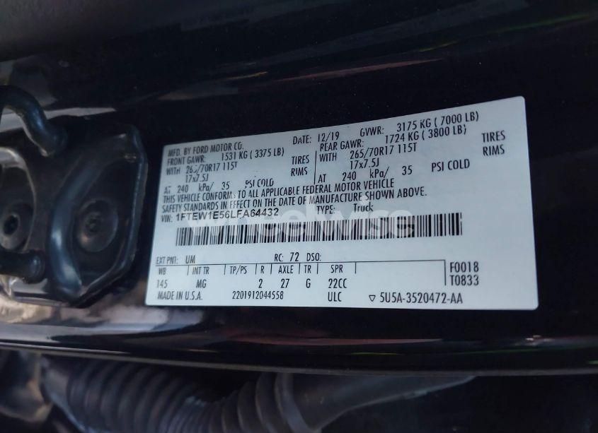 Photo 9 of 2020 Ford F-150 XLT (VIN 1FTEW1E56LFA64432)