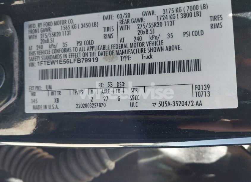 Photo 9 of 2020 Ford F-150 XLT (VIN 1FTEW1E56LFB79919)