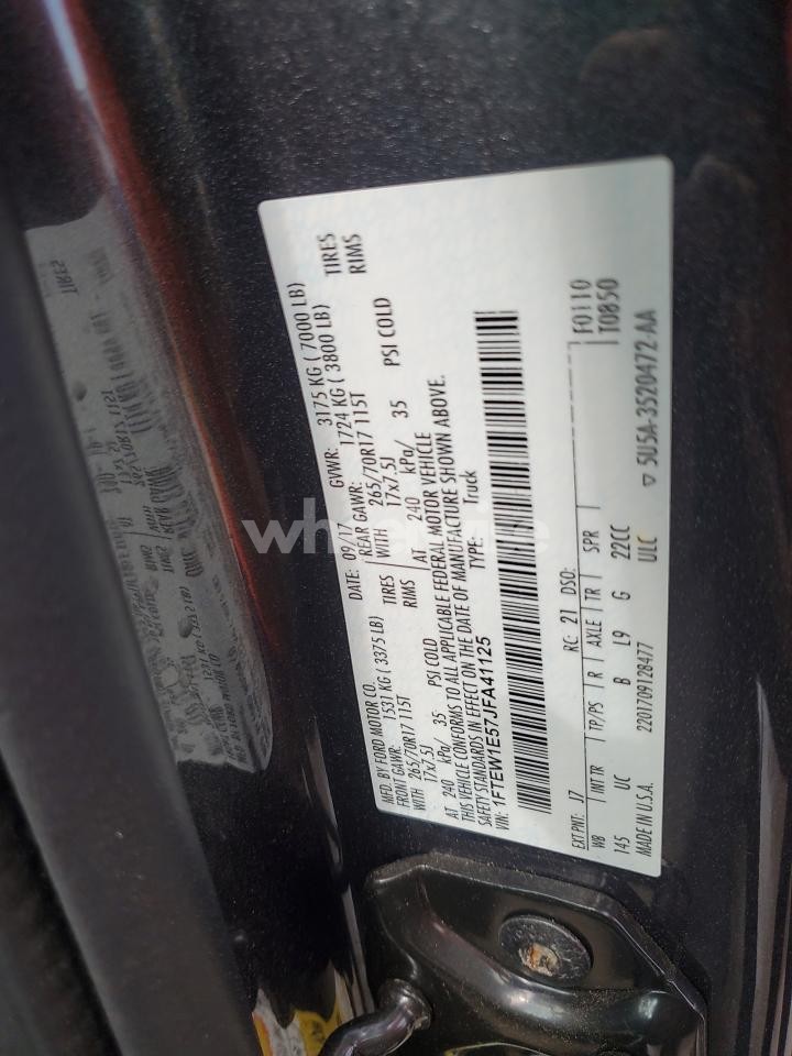 Photo 12 of 2018 FORD F150 SUPERCREW (VIN 1FTEW1E57JFA41125)