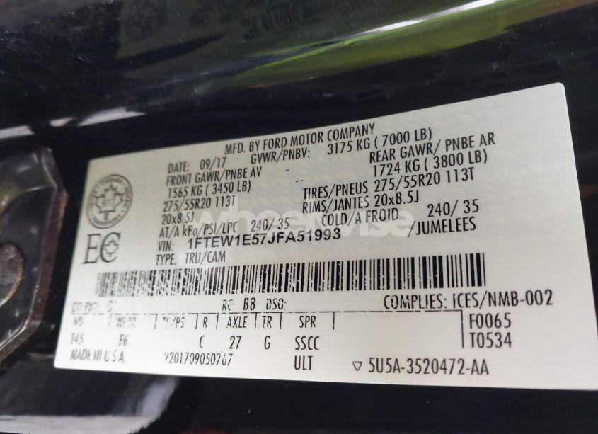 Photo 9 of 2018 Ford F-150 XLT (VIN 1FTEW1E57JFA51993)