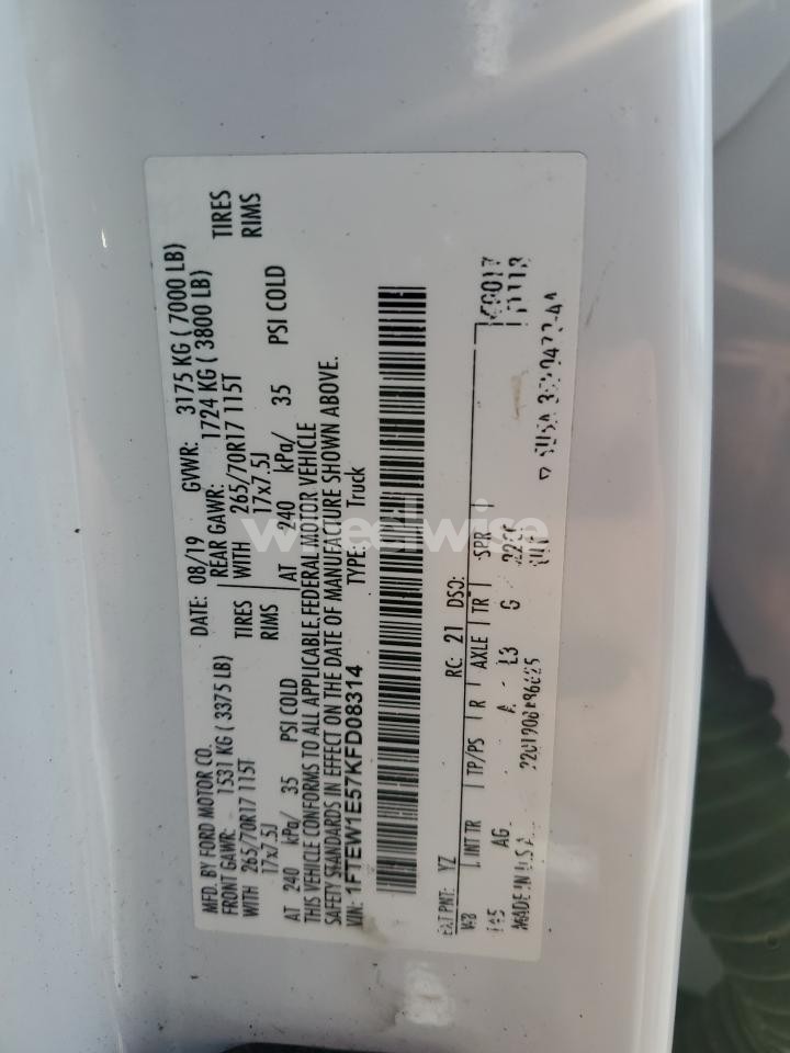 Photo 12 of 2019 FORD F150 SUPERCREW (VIN 1FTEW1E57KFD08314)