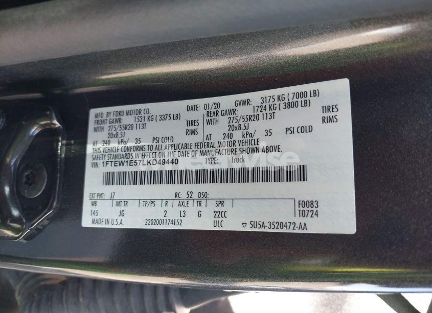 Photo 9 of 2020 Ford F-150 XL (VIN 1FTEW1E57LKD49440)