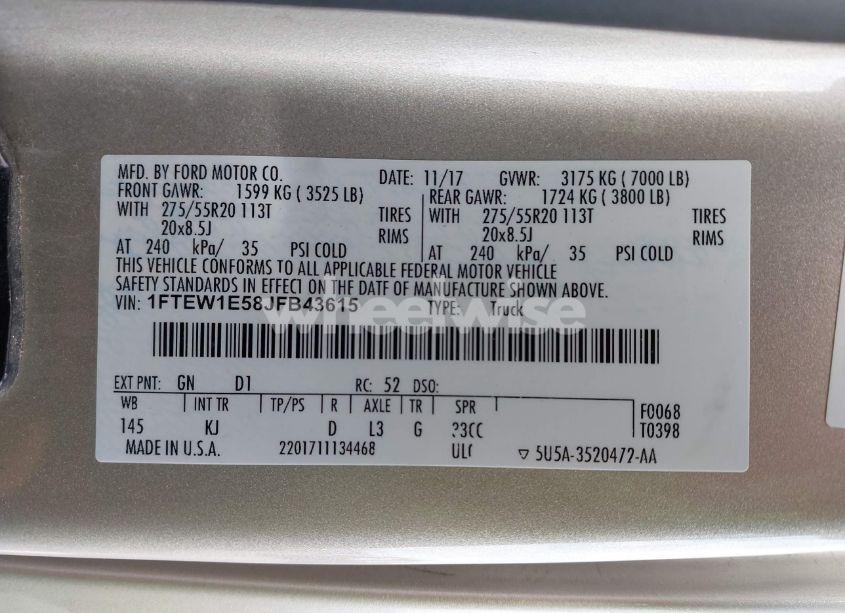 Photo 9 of 2018 Ford F-150 KING RANCH (VIN 1FTEW1E58JFB43615)